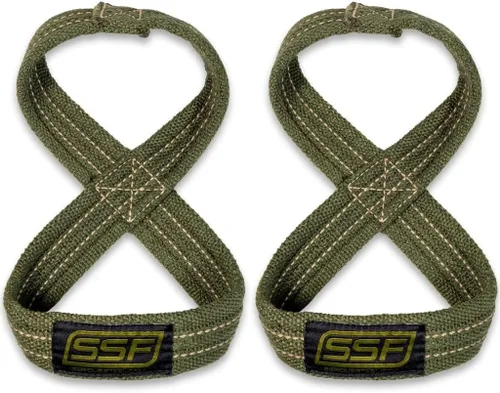 Serious Steel Fitness - Figura 8 - correas | Correas para peso muerto | Sogas para cargar Verde OD