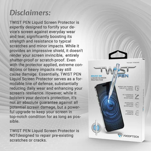 Miniatura 6 de ProofTech TWIST PEN - Protector de pantalla de vidrio líquido para hasta 10 dispositivos, resistente a arañazos y grietas, nanoprotección para todos