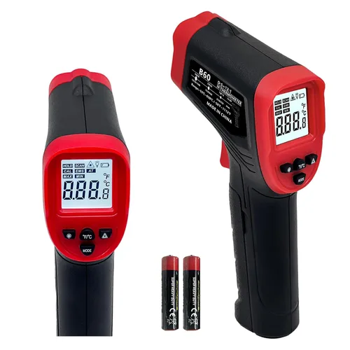 Pistola termómetro digital infrarroja para cocinar, pistola de temperatura láser de -58 a 1112 °F con emisividad ajustable y máximo y mínimo,