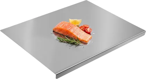 Miniatura 12 de Tabla de cortar de acero inoxidable con labio, tabla de cortar de cocina para cortar carne, verduras y frutas, 16 × 12 × 0.8 pulgadas