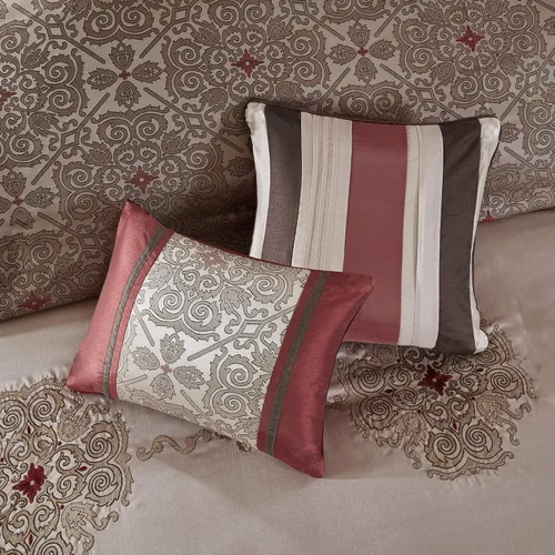 Miniatura 8 de Madison Park Essentials Delaney - Juego de edredón de 24 piezas Room In A Bag, jacquard de satén, ropa de cama de lujo para todas las estaciones
