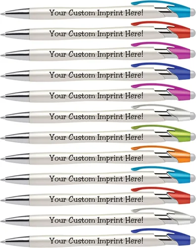 Miniatura 11 de ExpressDesigns™ - Bolígrafos personalizados con lápiz capacitivo - The Pearl - Bolígrafos metálicos personalizados con nombre impreso con tinta