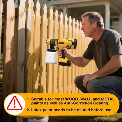 Miniatura 7 de Pulverizador de pintura inalámbrico para batería Dewalt de 20 V, pulverizador de pintura sin escobillas de 600 W con contenedor de 1000 lúmenes