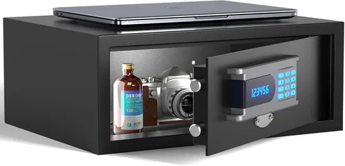 Miniatura 8 de Grimtron Caja fuerte de hotel comercial (1.36 pies cúbicos), diseño a granel con pista de auditoría, contraseña de administrador, portátil
