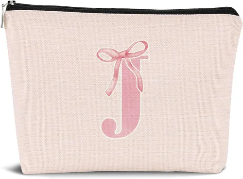 Miniatura 8 de Coquette - Bolsa de maquillaje con lazo, inicial K, regalos personalizados para chicas adolescentes, regalos con monograma lindos y modernos preppy