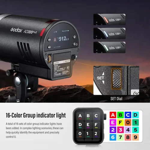 Miniatura 5 de GODOX AD300Pro II 300Ws Flash estroboscópico monolight, 2.4G TTL 1/8000 HSS 2.4G Flash inalámbrico TTL, 0.01-1.5s tiempo de reciclaje, 350 potencia