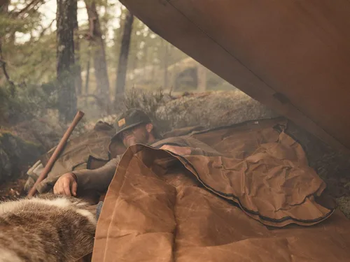 Miniatura 8 de 1844 Helko Werk Alemania - Saco de dormir de lona encerada hecho a mano para vaqueros - Saco de dormir para acampar con correas de cuero y Rollo