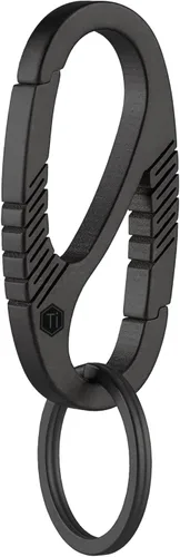 KeyUnity Clip de llavero de mosquetón de titanio, doble puerta de liberación rápida EDC llavero organizador para hombres y mujeres KM08BK