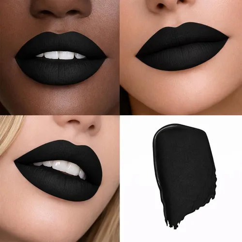 Miniatura 2 de Mynena Combo de lápiz labial negro azabache de larga duración con delineador de labios, impermeable y a prueba de transferencia, cómodo e