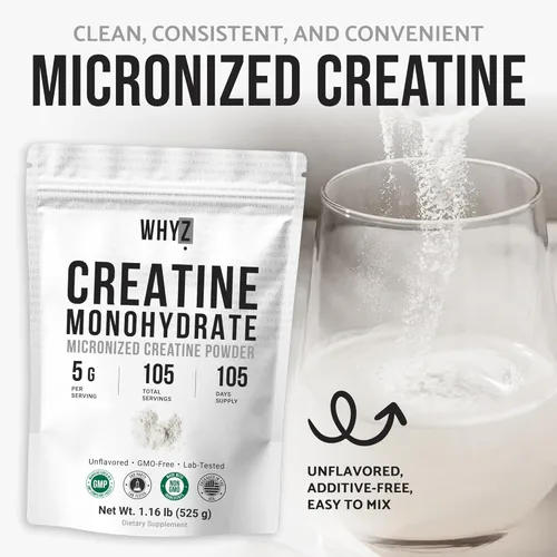 Miniatura 5 de Monohidrato de creatina en polvo, micronizado y sin sabor, suplemento de creatina para hombres y mujeres, apoyo muscular, fuerza y recuperación, 105