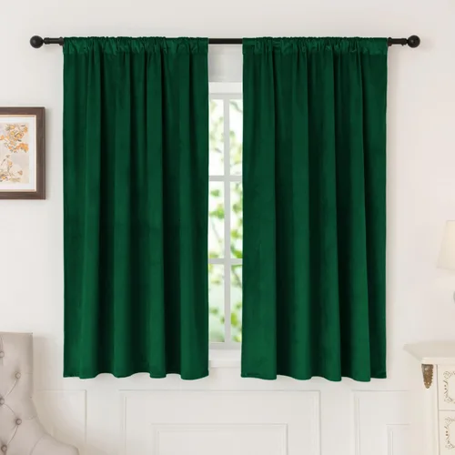 Miniatura 20 de nanbowang - Cortinas de terciopelo negro; cortinas de terciopelo de 63 pulgadas de largo, suaves, con bolsillo para cortinero, con aislamiento
