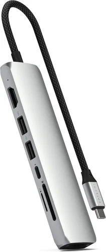 Miniatura 12 de Satechi Adaptador multipuerto USB C 7 en 1 con Ethernet, HDMI 4K a 60Hz, carga PD de 100 W, 2 puertos de datos USB-A, lectores de tarjetas Micro/SD