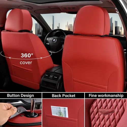 Miniatura 4 de Coverado Fundas de Asiento, Fundas de Asiento de Coche para Asientos Delanteros, Funda de Asiento de Coche Roja, Fundas de Asiento de Coche Rojo