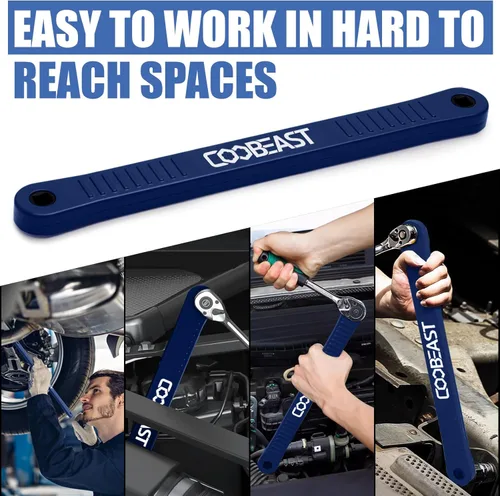 Miniatura 6 de coobeast Llave de extensión de desplazamiento lista para impactos, herramienta extensora de llave de vaso con adaptadores versátiles de Azul