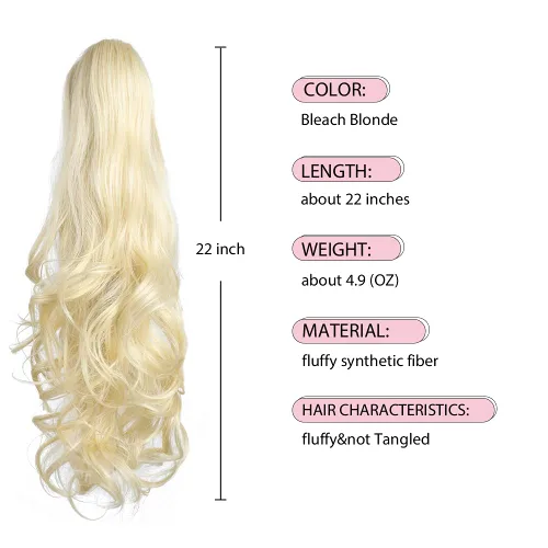 Miniatura 74 de Extensiones de cola de caballo de cabello rubio, extensiones de cola de caballo para mujer, pinza de extensiones de cabello rizado de 12 pulgadas