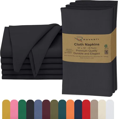 Ruvanti - Servilletas de tela, paquete de 6, 45x45 centímetros, 100% algodón, lavables, suaves y absorbentes, perfectas para bodas, cenas de Belleza