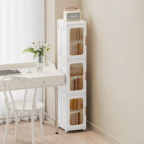 Miniatura 6 de CXCJAI Armario de almacenamiento estrecho con puertas y estantes, armario de cocina alto y delgado con estante ajustable, organizador de papel