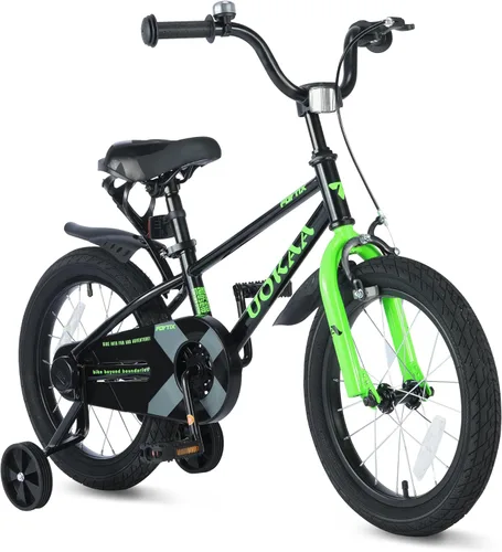 Miniatura 7 de Bicicleta para niños de 14 16 pulgadas para niños y niñas de 3 a 7 años, bicicleta para niños con ruedas de entrenamiento, freno de mano y pie, Azul