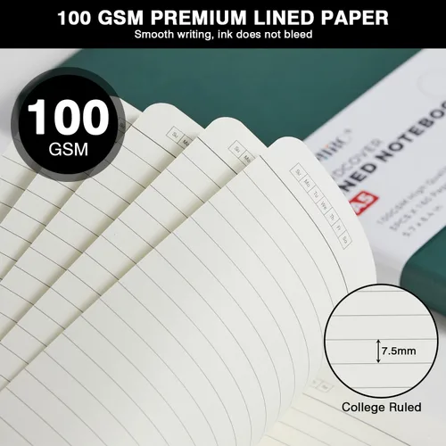 Miniatura 3 de Paquete de 3 cuadernos rayados con bolígrafo, cuadernos A5 (5.7 x 8.4 pulgadas) de tapa dura de cuero para mujeres y hombres, trabajo, 160 páginas