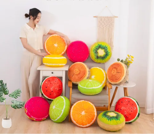 Miniatura 6 de Cojín de fruta Cojín redondo grueso Cojín reposacabezas (13.7 pulgadas, kiwi)