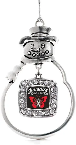 Miniatura 117 de Inspired Silver - Adorno de rodillo de reina - Adorno cuadrado de plata con muñeco de nieve con joyas de circonita cúbica