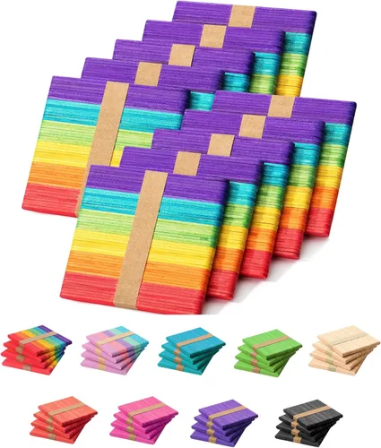 Mr. Pen - Palitos de paletas de colores, 4.5 pulgadas, paquete de 500 palitos de manualidades vibrantes y suaves a granel, madera gruesa y duradera