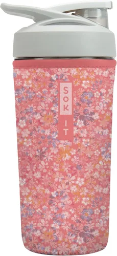 Miniatura 24 de Sok It BotlSok Botella Mezcladora de Proteínas con Funda Aislante de Neopreno (Floral Abstracto, Se Ajusta a Mezcladoras de 24oz)