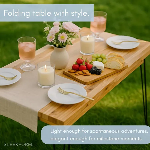 Miniatura 5 de Sleekform Mesa plegable de madera – Escritorio plegable portátil – Escritorios plegables fáciles de montar para espacios pequeños – Mesas