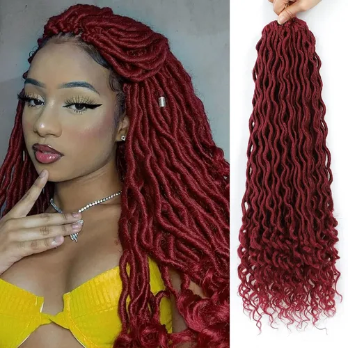 Miniatura 54 de Trenzas postizas Goddess, 6 paquetes de 18 pulgadas, cabello lacio, trenzado con ganchillo, para mujeres negras, trenzas postizas ombre con puntas