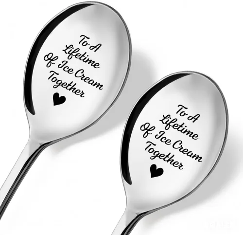 Miniatura 16 de Pala de helado para esposo y esposa – Juego de 2 cucharas para él y ella, ideas para parejas, aniversario, cumpleaños, día de San Valentín, cuchara