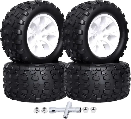 Juego de neumáticos a control remoto de 2.8 pulgadas y ruedas hexagonales de 0.472 in de altura para Traxxas Rustler Stampede Hoss 2WD 4X4 VXL