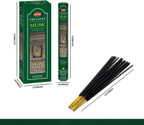 Miniatura 2 de HEM Precious Musk - Varillas de incienso (120 varillas, 6 cajas en el interior) - 9 pulgadas de largo, disipan la negatividad, inducen un sueño