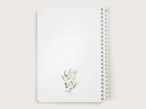 Miniatura 2 de Cuaderno personalizado de ramas de olivo, libro de tapa blanda en espiral forrado o sin forro, diario de corona de vegetación con nombre, cuaderno