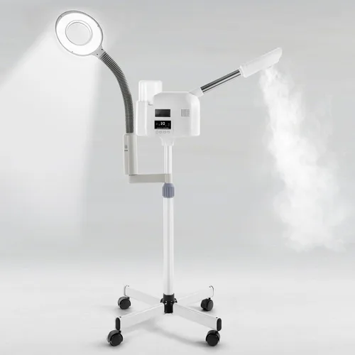 Miniatura 14 de Artist hand Vaporizador facial profesional 4 en 1, vaporizador facial caliente y frío con lámpara de aumento LED 5X, vaporizador esteticista