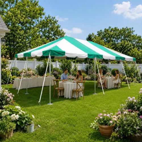 Party Tents Direct Carpa para Fiesta de 20x30 - Marco de Acero - Gazebo al Aire Libre, Pabellón, Sombrilla para Sol, Refugio para Acampada - Verde