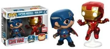 Pop! Marvel: Marvel Collector Corps Capitán América y Iron Man (Civil War) (pose de acción) (paquete de 2)