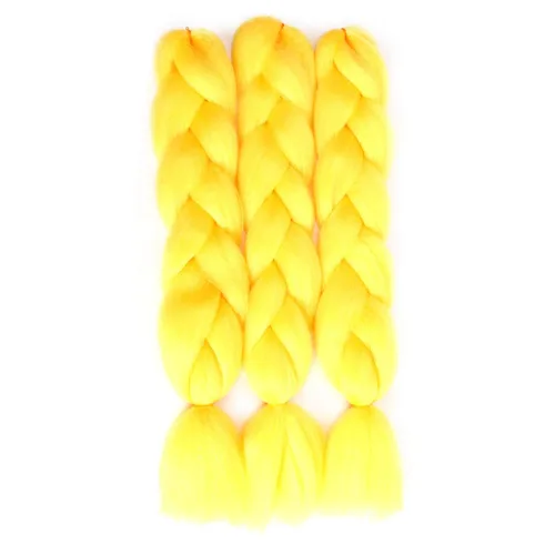 Miniatura 5 de Extensiones de cabello trenzado de color amarillo jumbo, trenzas gigantes para trenzas de caja trenzada, cabello de fibra sintética de alta calidad