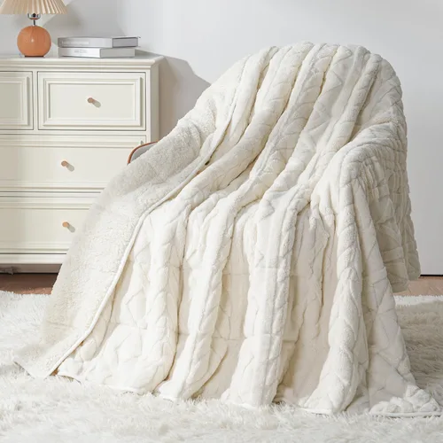 Miniatura 18 de Mr. Sandman Manta con peso de forro polar para adultos, tamaño Queen de 15 libras, manta pesada con jacquard de felpa suave y sherpa cálido, manta