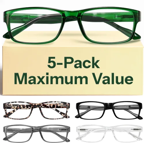 Miniatura 11 de Gaoye Gafas de lectura profesionales para todo el día, lectores de computadora con protección de luz azul, paquete económico B1-5 Pack Negro Claro