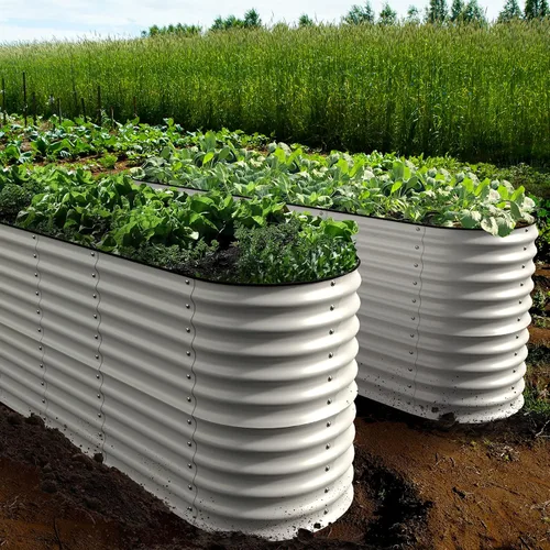Miniatura 6 de Olle Maceta galvanizada para verduras 12 en 1, kit de jardinería grande de metal elevado para exteriores, 32 pulgadas de alto, 5 x 5 pies, 8 x 2