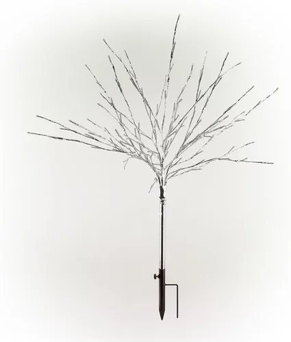 Miniatura 2 de Alpine Corporation Estaca metálica para árbol de 39 pulgadas de alto para interiores y exteriores, decoración navideña con luces LED verdes