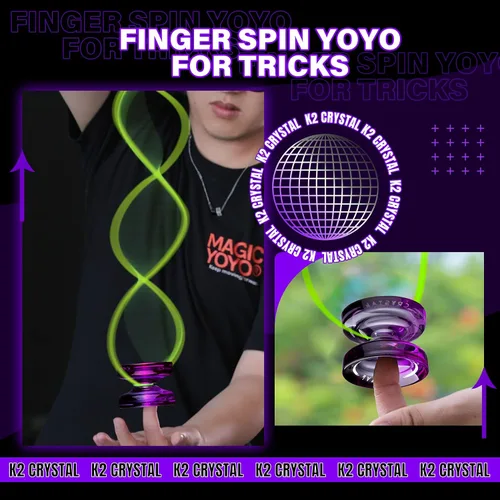 Miniatura 2 de MAGICYOYO K2 - Yoyo de plástico profesional sensible para niños principiantes, extra no sensible, rodamiento yoyo, yoyo de trucos para adultos + 12