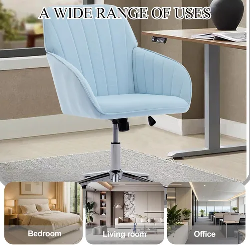 Miniatura 7 de Silla de escritorio de terciopelo para oficina en casa, moderna silla ajustable para computadora, silla giratoria, bonitas sillas de tocador