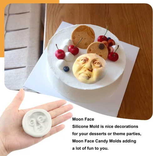 Miniatura 3 de Sijiangmold Molde de silicona con cara de luna, molde de fondant de cara humana para decoración de pasteles, chocolate, dulces, cupcakes, arcilla
