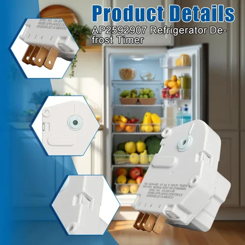 Miniatura 3 de AP2592907 - Temporizador de descongelación para refrigerador, 120 V, 6 horas, 21 minutos, temporizador 215846604 para refrigerador y congeladores