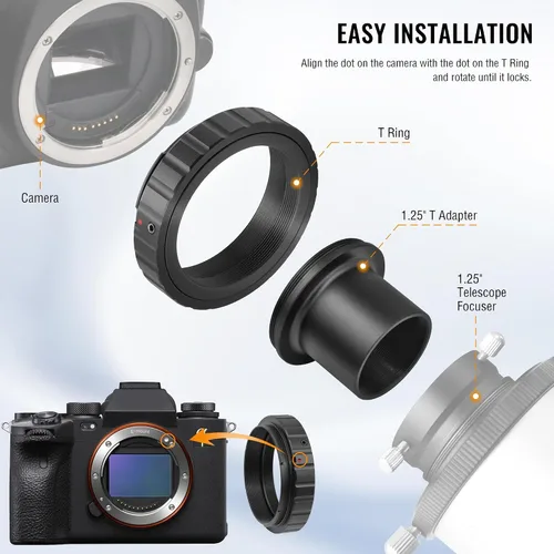 Miniatura 4 de Alstar - Adaptador de fotos para telescopio Minolta AF y Sony A Mount DSLR, adaptador de cámara para telescopio de montaje en T, incluye anillo T T2