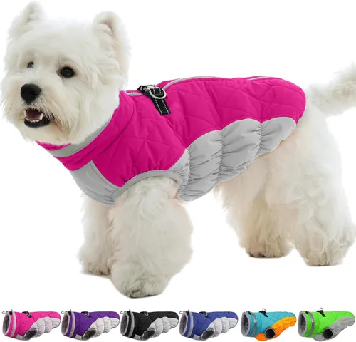 Miniatura 19 de Abrigo de invierno para perro, chaqueta grande para perro, chaqueta impermeable para mascotas con cremallera trasera, abrigo para mascotas con arnés