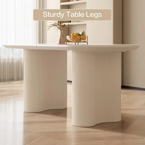 Miniatura 3 de Miuuod Mesa de comedor que ahorra espacio para apartamentos pequeños para 4-6 personas, muebles resistentes de mediados de siglo