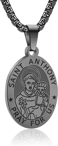 Miniatura 23 de Collar de patrón de santo, San Miguel/Virgen María/Rafael/Judá/Cristóbal/Benedicto/José/Patricio/Francisco/Florián/Tomás/Antonio, acero inoxidable