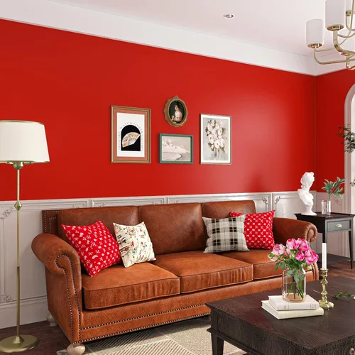 Miniatura 2 de VEELIKE Papel tapiz rojo mate para pegar y despegar, papel de contacto rojo extraíble para armarios, escritorio, muebles, aula, 15.7 x 118 pulgadas